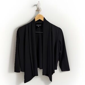 Nina Leonard Black Open Front Cardigan Lightweight Drape Small S Shrug Bolero